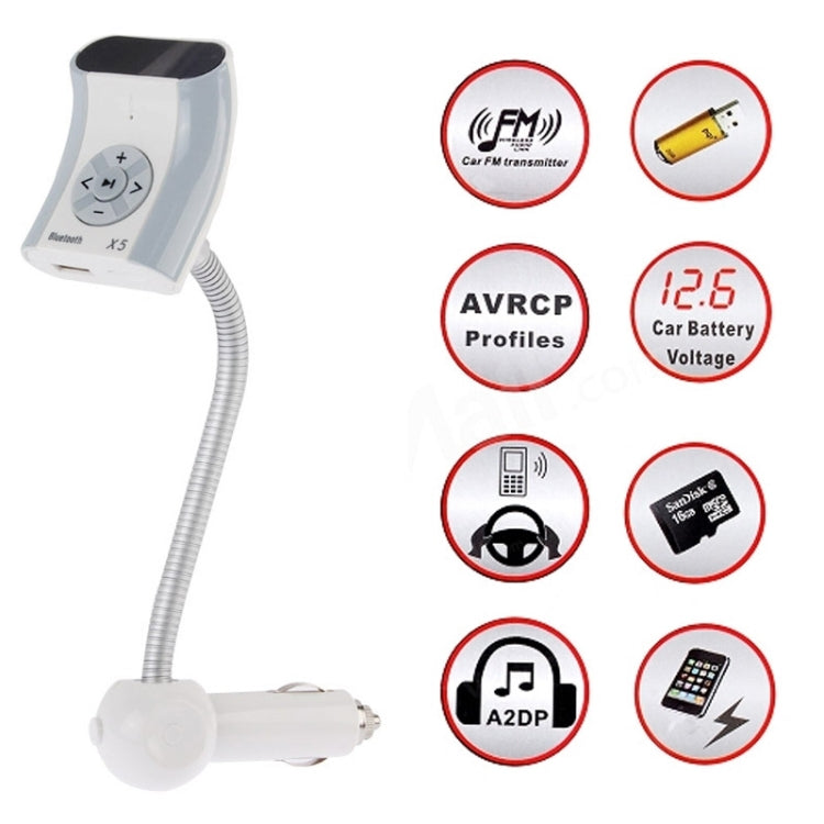 MP3 Player Bluetooth Handsfree FM Transmitter with Remote Control, Support TF Card and USB Port(White)