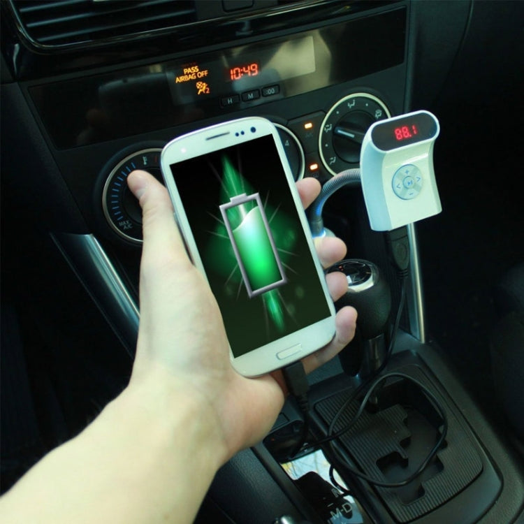 MP3 Player Bluetooth Handsfree FM Transmitter with Remote Control, Support TF Card and USB Port(White)