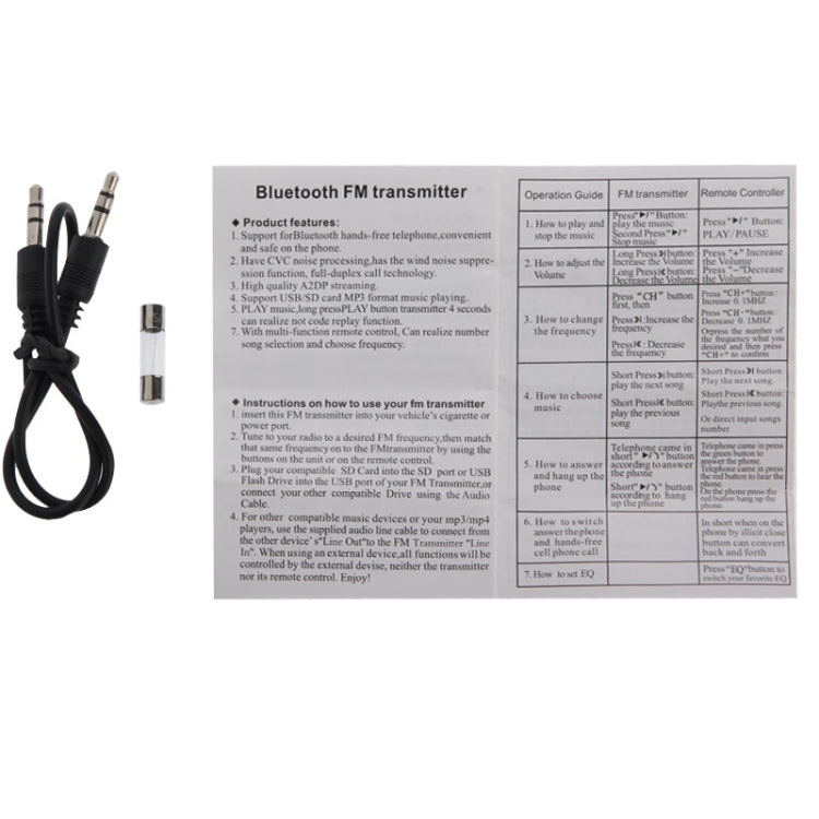 MP3 Player Bluetooth Handsfree FM Transmitter, Support TF Card and USB Port(Black)