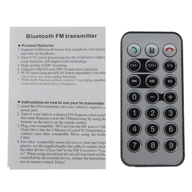 MP3 Player Bluetooth Handsfree FM Transmitter, Support TF / SD Card and USB Port(Black)
