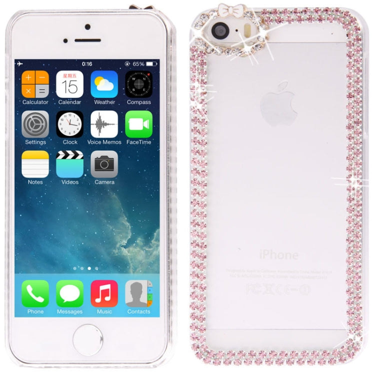 Bowknot Transparent Diamond Encrusted Plastic Case for iPhone 5 & 5s & SE