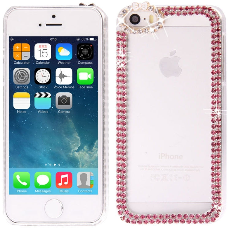 Bowknot Transparent Diamond Encrusted Plastic Case for iPhone 5 & 5s & SE