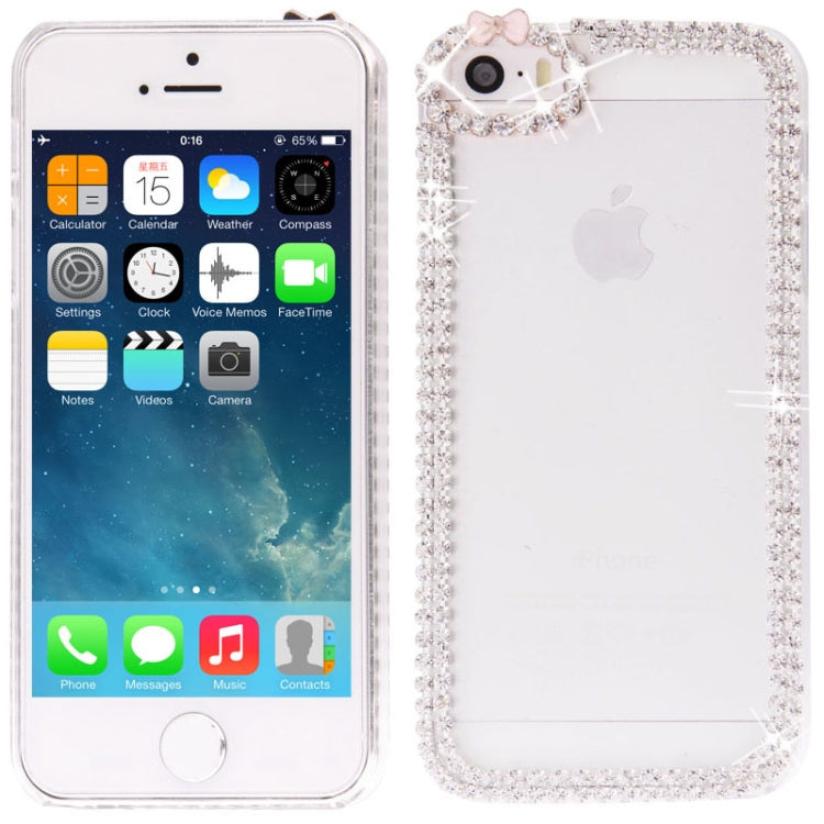 Bowknot Transparent Diamond Encrusted Plastic Case for iPhone 5 & 5s & SE