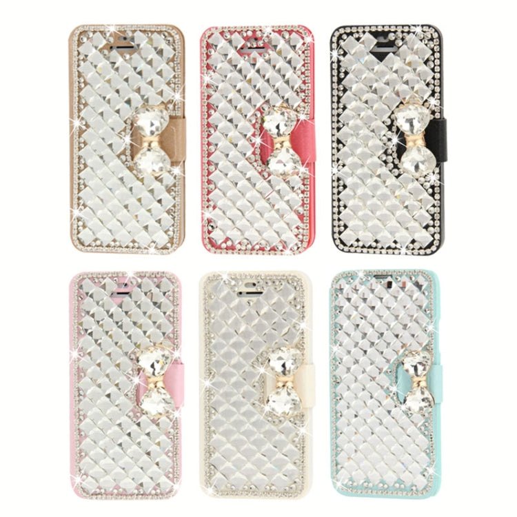 Hairline Texture Bowknot Magnetic Buckle Diamond Horizontal Flip Leather Case with Card Slot & Holder for iPhone 5 & 5s & SE & SE
