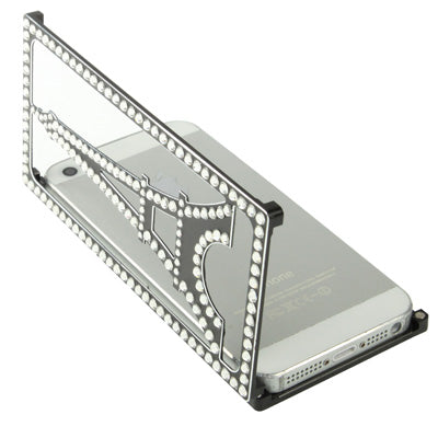 Eiffel Tower Pattern Diamond Encrusted Magnetic Horizontal Flip Hollow Aluminum Case for iPhone 5 & 5s & SE