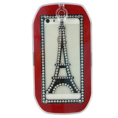 Eiffel Tower Pattern Diamond Encrusted Magnetic Horizontal Flip Hollow Aluminum Case for iPhone 5 & 5s & SE