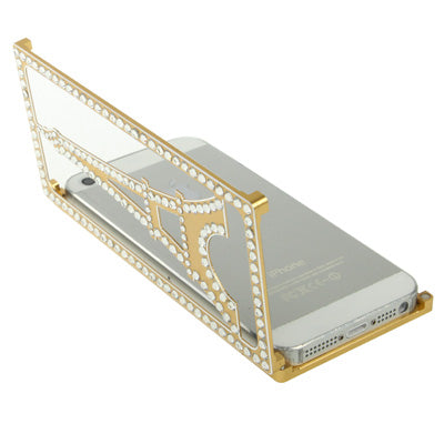 Eiffel Tower Pattern Diamond Encrusted Magnetic Horizontal Flip Hollow Aluminum Case for iPhone 5 & 5s & SE