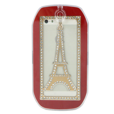 Eiffel Tower Pattern Diamond Encrusted Magnetic Horizontal Flip Hollow Aluminum Case for iPhone 5 & 5s & SE