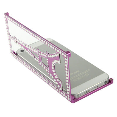 Eiffel Tower Pattern Diamond Encrusted Magnetic Horizontal Flip Hollow Aluminum Case for iPhone 5 & 5s & SE