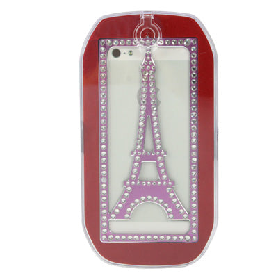 Eiffel Tower Pattern Diamond Encrusted Magnetic Horizontal Flip Hollow Aluminum Case for iPhone 5 & 5s & SE