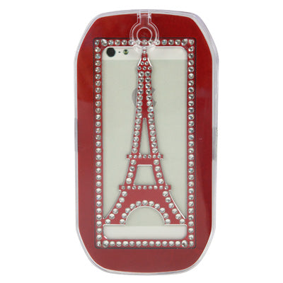 Eiffel Tower Pattern Diamond Encrusted Magnetic Horizontal Flip Hollow Aluminum Case for iPhone 5 & 5s & SE