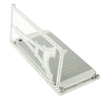 Eiffel Tower Pattern Diamond Encrusted Magnetic Horizontal Flip Hollow Aluminum Case for iPhone 5 & 5s & SE