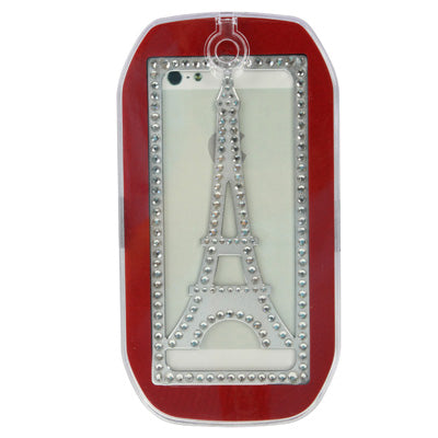 Eiffel Tower Pattern Diamond Encrusted Magnetic Horizontal Flip Hollow Aluminum Case for iPhone 5 & 5s & SE