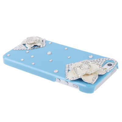 3D Flower Pattern Diamond Encrusted Plastic Case for iPhone 5 & 5s & SE