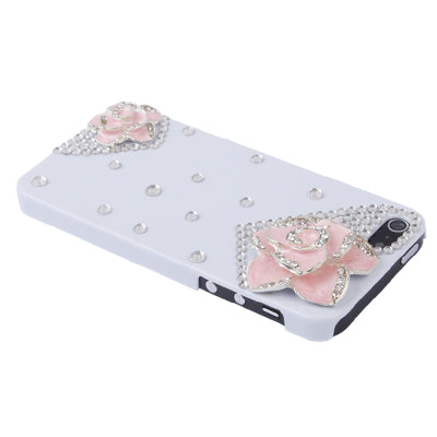 3D Flower Pattern Diamond Encrusted Plastic Case for iPhone 5 & 5s & SE