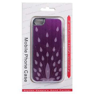 Brushed Metal Style Screens of The Peacock Pattern Diamond Series Metallic + Plastic Protective Case for iPhone 5 & 5s & SE