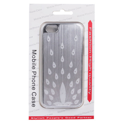 Brushed Metal Style Screens of The Peacock Pattern Diamond Series Metallic + Plastic Protective Case for iPhone 5 & 5s & SE