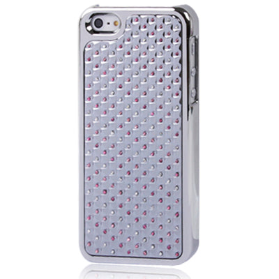 3D Diamond Texture Diamond Series Plating Skinning Plastic Protective Case with Metal Skin & Plating Border for iPhone 5 & 5s & SE (Silver)