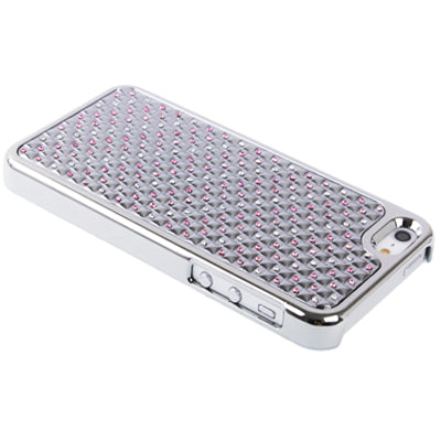 3D Diamond Texture Diamond Series Plating Skinning Plastic Protective Case with Metal Skin & Plating Border for iPhone 5 & 5s & SE (Silver)