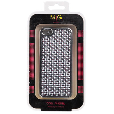 3D Diamond Texture Diamond Series Plating Skinning Plastic Protective Case with Metal Skin & Plating Border for iPhone 5 & 5s & SE (Silver)