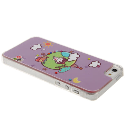 Green Earth Pattern Diamond Encrusted Pasting Skin Transparent Plastic Case for iPhone 5 & 5s & SE