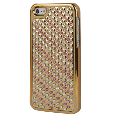 Golden Frame Diamond Encrusted Plating Skinning Plastic Case for iPhone 5