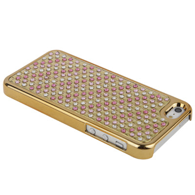 Golden Frame Diamond Encrusted Plating Skinning Plastic Case for iPhone 5