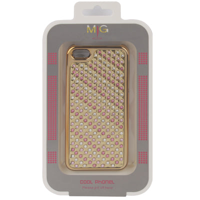 Golden Frame Diamond Encrusted Plating Skinning Plastic Case for iPhone 5