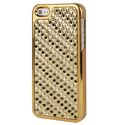 Golden Frame Diamond Encrusted Plating Skinning Plastic Case for iPhone 5