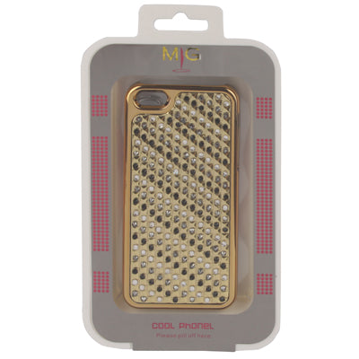 Golden Frame Diamond Encrusted Plating Skinning Plastic Case for iPhone 5