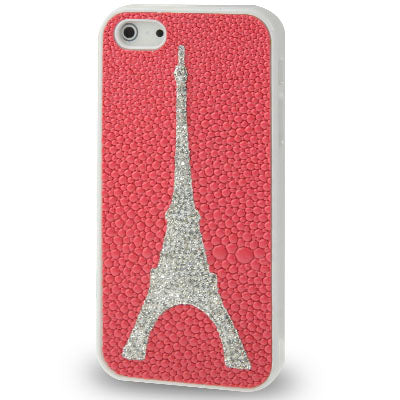 Eiffel Tower Pattern Diamond Style Cobblestone Texture Detachable Plastic Case for iPhone 5 & 5s & SE