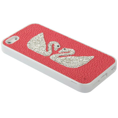 2-swan Pattern Diamond Style Cobblestone Texture Detachable Plastic Case for iPhone 5 & 5s & SE