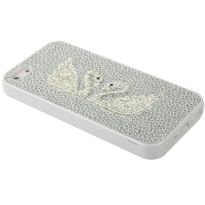 2-swan Pattern Diamond Style Cobblestone Texture Detachable Plastic Case for iPhone 5 & 5s & SE