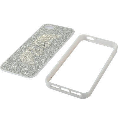 2-swan Pattern Diamond Style Cobblestone Texture Detachable Plastic Case for iPhone 5 & 5s & SE