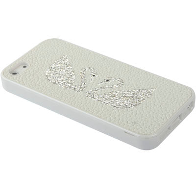 2-swan Pattern Diamond Style Cobblestone Texture Detachable Plastic Case for iPhone 5 & 5s & SE