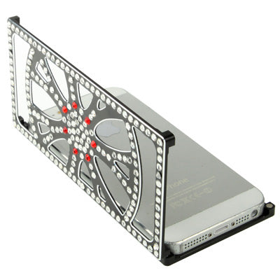 Diamond Encrusted Magnetic Horizontal Flip Hollow Aluminum Case for iPhone 5 & 5s & SE (Black)
