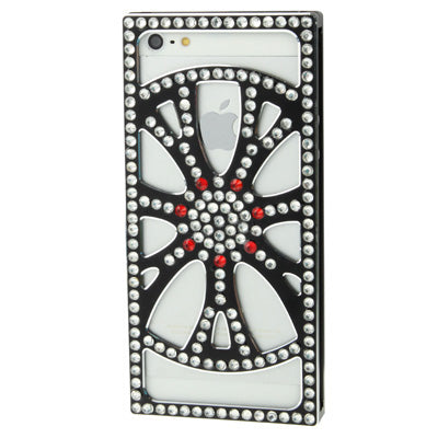 Diamond Encrusted Magnetic Horizontal Flip Hollow Aluminum Case for iPhone 5 & 5s & SE (Black)