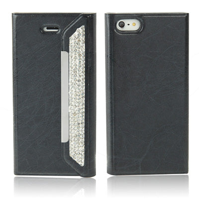 Wallet Style Diamond Encrusted Roots Texture Horizontal Flip Leather Case for iPhone 5 & 5s & SE & SE