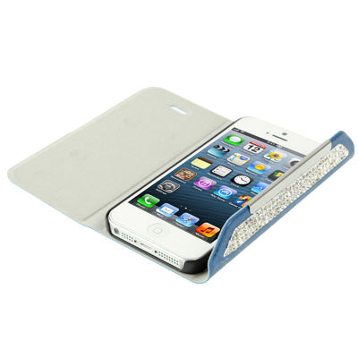 Wallet Style Diamond Encrusted Roots Texture Horizontal Flip Leather Case for iPhone 5 & 5s & SE & SE