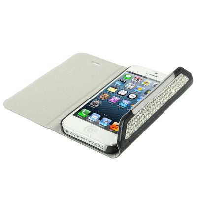 Wallet Style Diamond Encrusted Roots Texture Horizontal Flip Leather Case for iPhone 5 & 5s & SE & SE