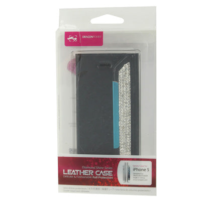 Wallet Style Diamond Encrusted Roots Texture Horizontal Flip Leather Case for iPhone 5 & 5s & SE & SE