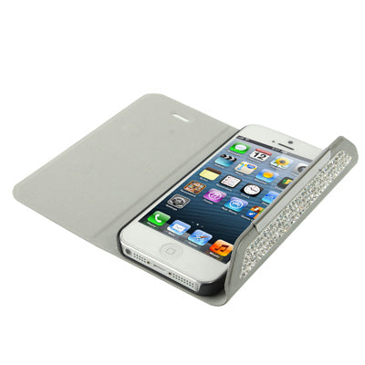 Wallet Style Diamond Encrusted Roots Texture Horizontal Flip Leather Case for iPhone 5 & 5s & SE & SE