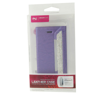 Wallet Style Diamond Encrusted Roots Texture Horizontal Flip Leather Case for iPhone 5 & 5s & SE & SE