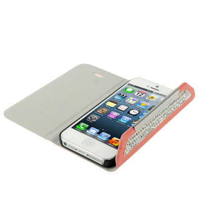 Wallet Style Diamond Encrusted Roots Texture Horizontal Flip Leather Case for iPhone 5 & 5s & SE & SE