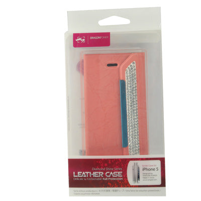Wallet Style Diamond Encrusted Roots Texture Horizontal Flip Leather Case for iPhone 5 & 5s & SE & SE