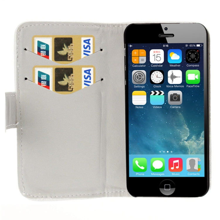 DIY 3D Swan Diamond Encrusted Leather Case with Credit Card Slots & Holder for iPhone 5 & 5s & SE & SE (White)