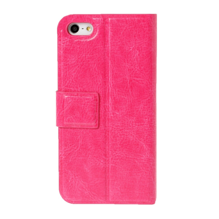 DIY 3D Heart Diamond Encrusted Leather Case with Credit Card Slot for iPhone 5 & 5s & SE & SE (Magenta)