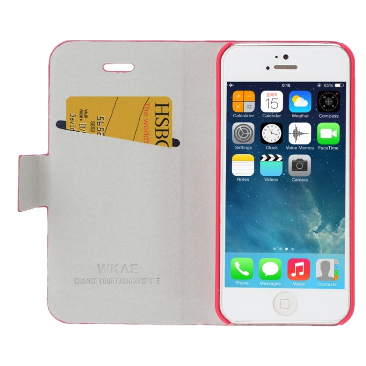DIY 3D Butterfly Diamond Encrusted Leather Case with Credit Card Slot for iPhone 5 & 5s & SE & SE (Magenta)