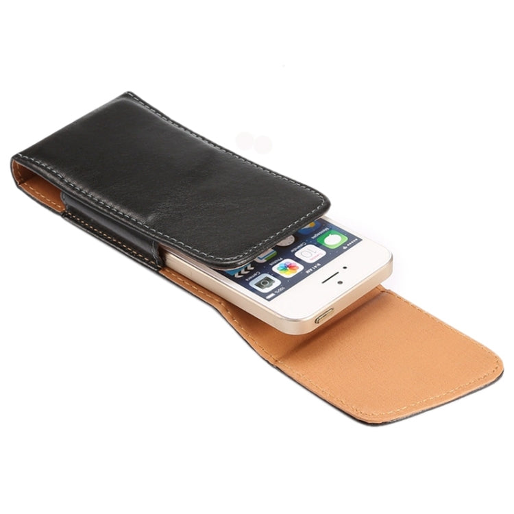 4.0 Inch Universal Lambskin Texture Vertical Flip Leather Case / Waist Bag with Rotatable Back Splint for iPhone 5 & 5s & SE & SE