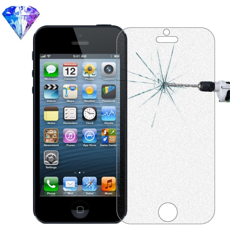 Silver Diamond 0.26mm 9H+ Surface Hardness 2.5D Explosion-proof Tempered Glass Film for iPhone 5